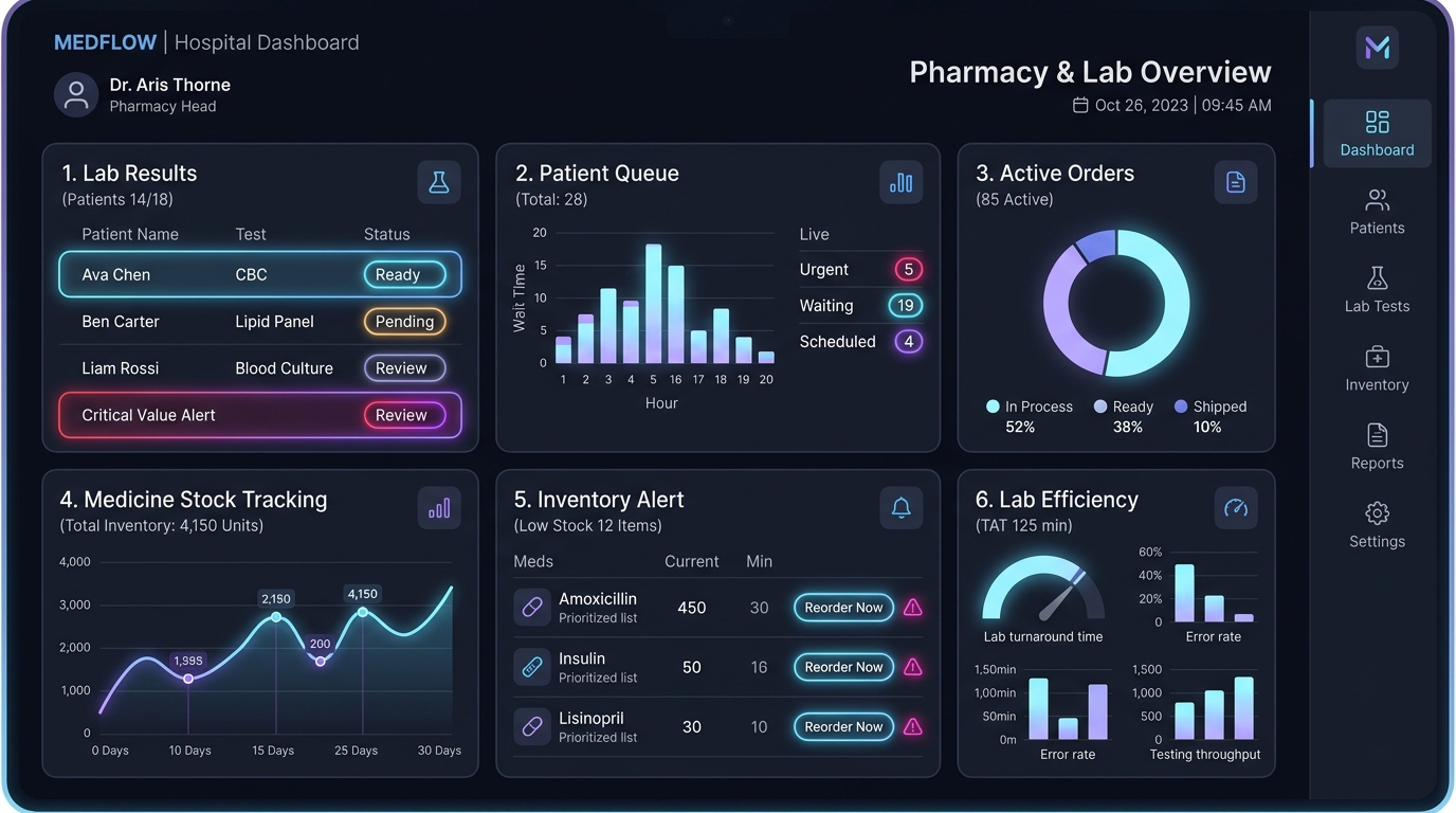 Lab and Pharmacy Dashboard Preview
